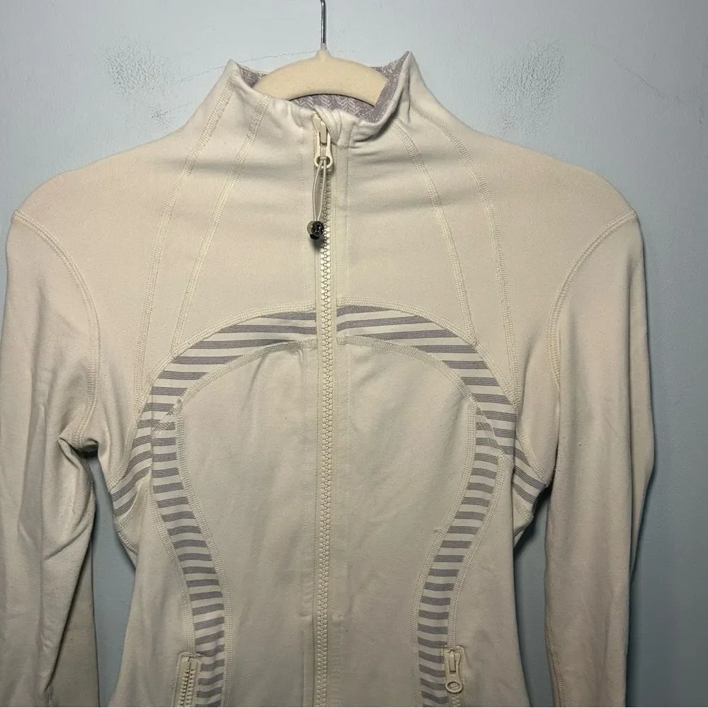 Lululemon Polar Cream Half Micro Macro Stripe Heather Silver Slate Define Jacket